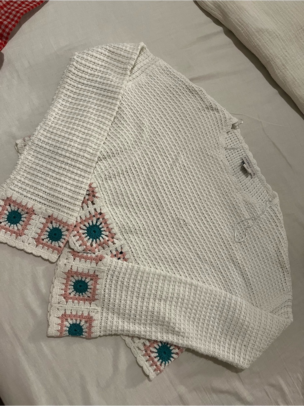 Crochet Top with Pink/Blue Accent